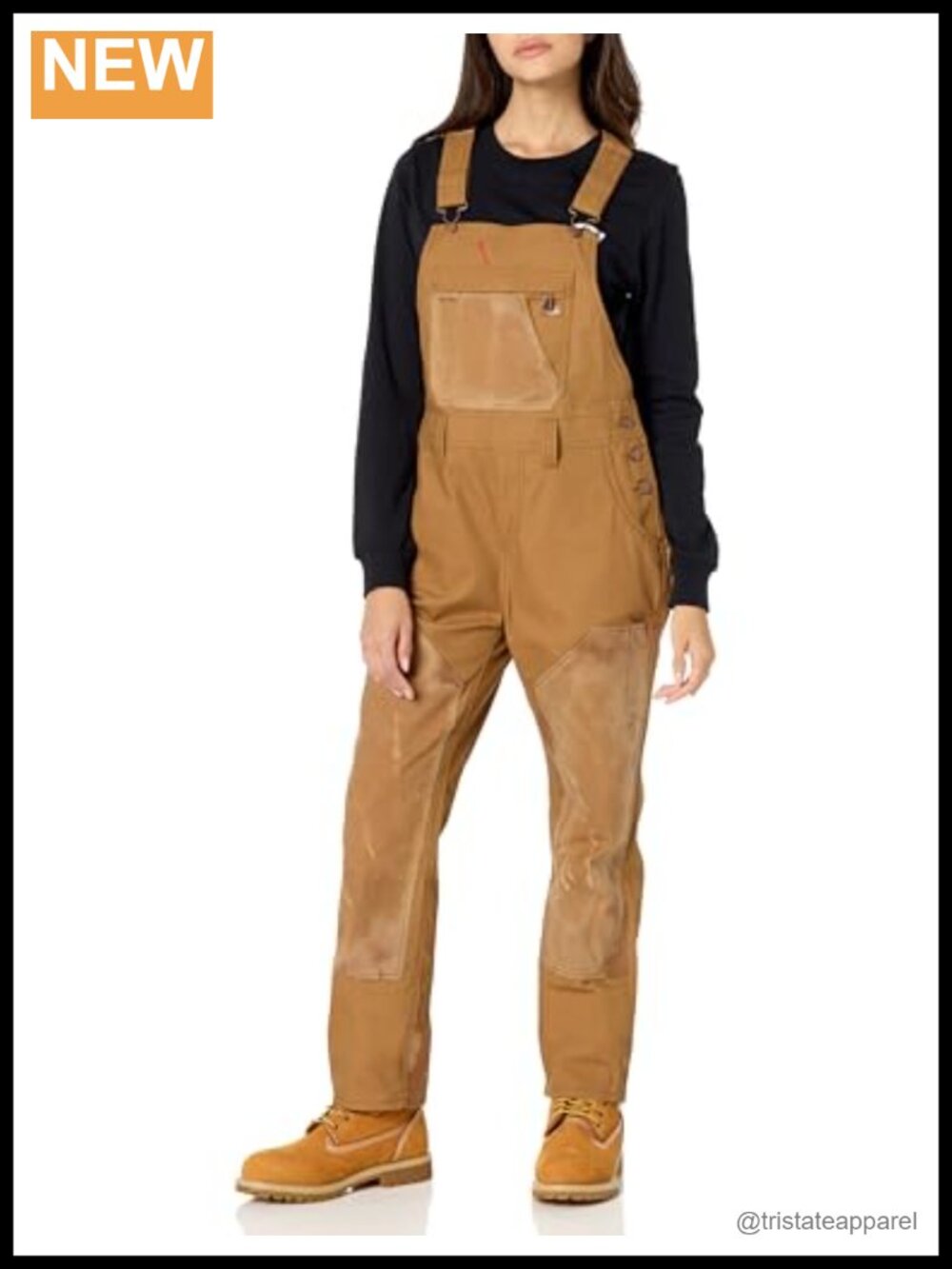 Relaxed Fit Waxed Canvas Bib Overalls Cotton High Waist